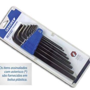 42L-10P JOGO CHAVE L HEXAGONAL LONGA 1/8" A 9/