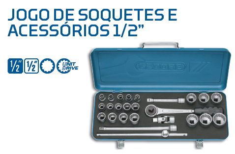 D19KMU-JOGO 20 SOQUETES(10 A 32) /5 ACESSÓRIOS