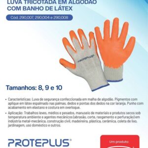 LUVA TRICOT. ALGODÃO C/BANHO LÁTEX Nº 10 CA 36926 PPM 05