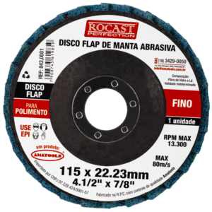 DISCO FLAP DE MANTA ABRASIVA 115 MM x 22.23 MM FINO