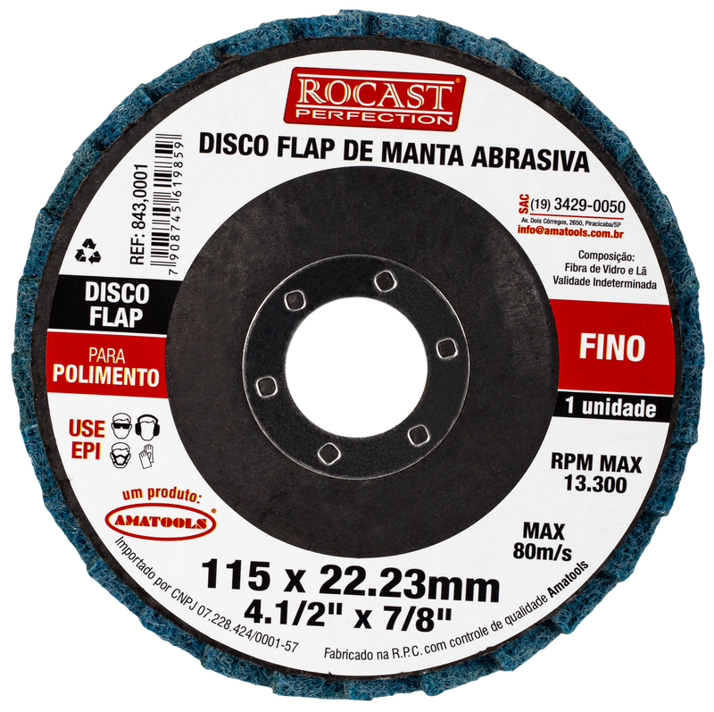 DISCO FLAP DE MANTA ABRASIVA 115 MM x 22.23 MM FINO