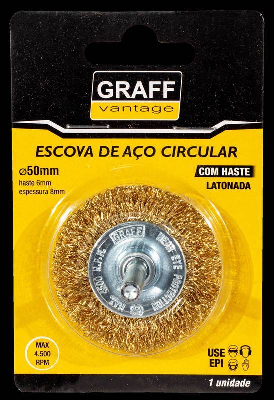 Escova de Aço Circular C/ Haste Latonada Graff 50 X 8
