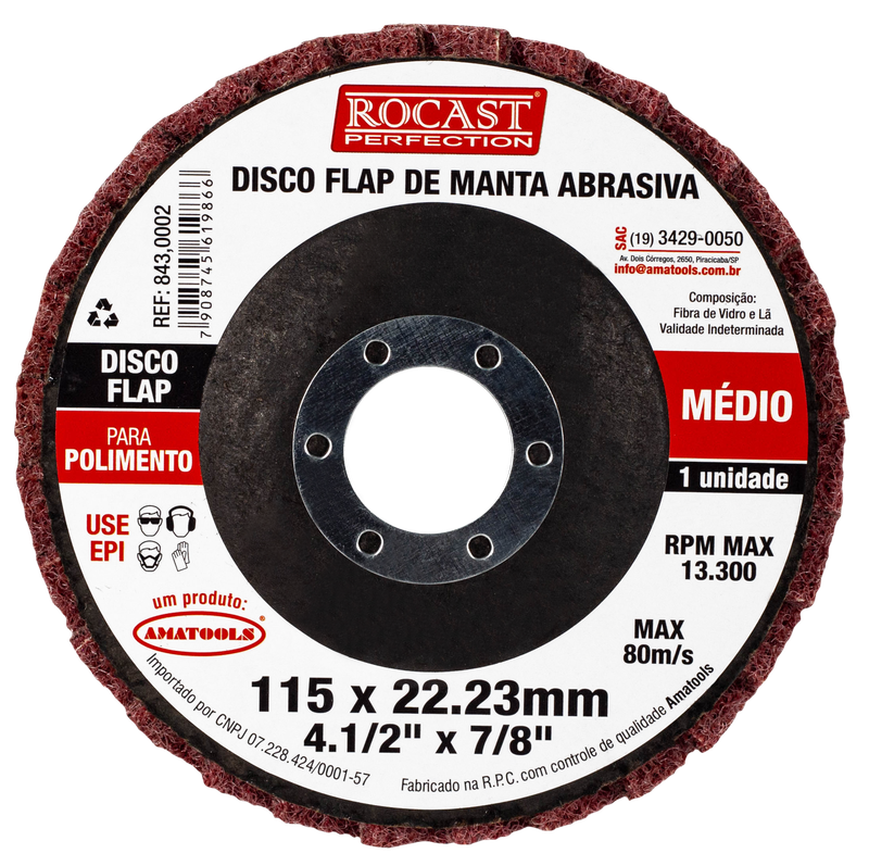 DISCO FLAP DE MANTA ABRASIVA 115 MM x 22.23 MM MÉDIO