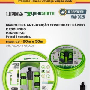 Mangueira Anti-Torção C/Engate Rápido e Esguicho 1/2"X30M 3 Camadas