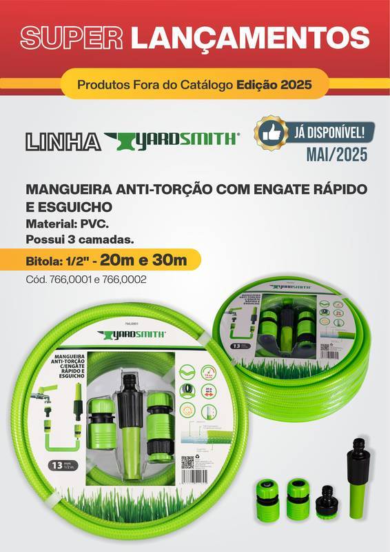 Mangueira Anti-Torção C/Engate Rápido e Esguicho 1/2"X30M 3 Camadas
