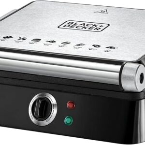 GRILL ELÉTRICO, ABERTURA 180°, CONTROLE DE TEMPERATURA, LUZ INDICATIVA DE FUNCIONAMENTO, CHAPAS ANTIADERENTES, PRENSA ARTICULADA, 127V