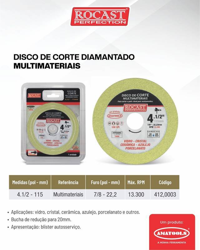 Disco de Corte Multimateriais 115 X 22.2 1 MM