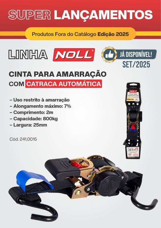 Cinta P/Amarração com Catraca Automática 800 KG X 2 M Larg 25MM