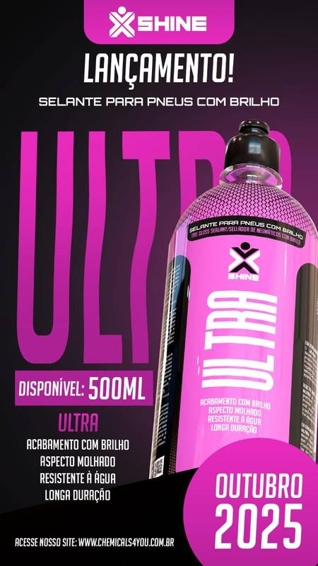 Ultra Selante de Pneu Brilho Longa Duração 500ML com Push Pull