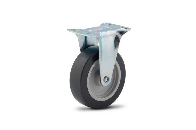 FLP.310.BP.FP (4448) Rod.fixo 75MM C/Placa e Roda em PVC C/PP-Furo Pass CZ (4448)