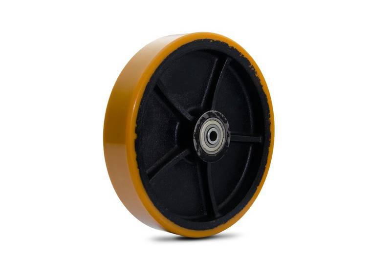 R.102.PF.E (5029) Roda 254MM Ferro C/PU-Duplo ROL.6204ZZ e Manga de Eixo (5029