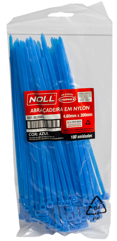Abraçadeira em Nylon - Azul 4.80 X 300 MM 100 PCS/Emb