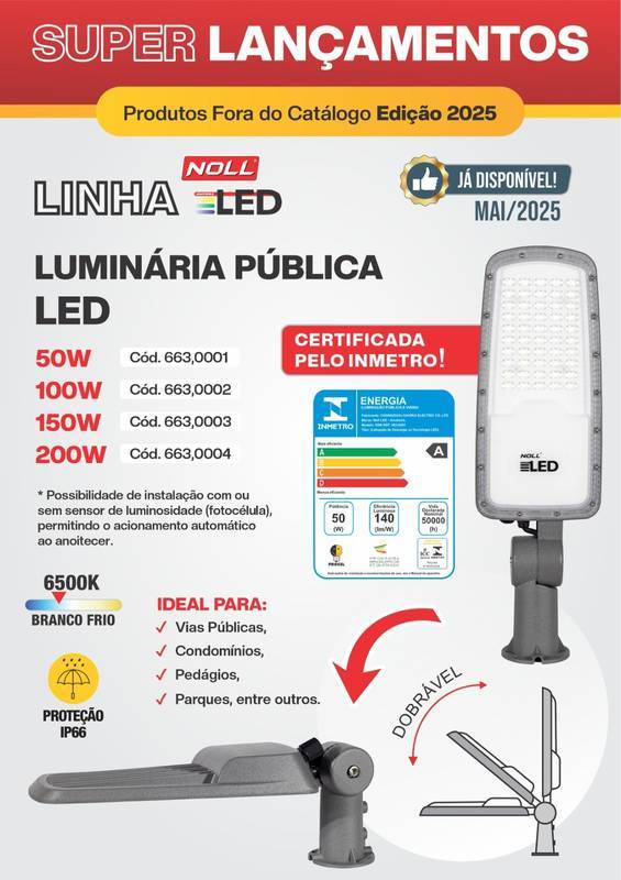 Luminária Pública LED IP66 100W 6.500K - Bivolt