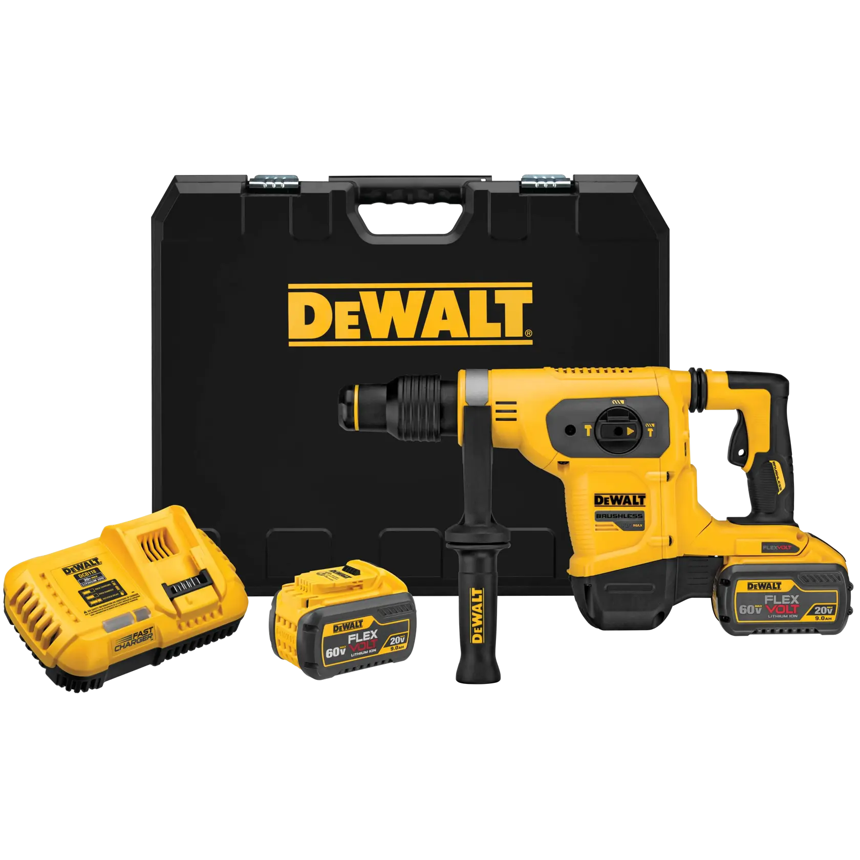 MARTELO PERFURADOR / ROMPEDOR SDS MAX 1-9/16" (40MM) 60V MAX* LI-ION BRUSHLESS FLEXVOLT, 2 BAT 9AH (DCB609) CARREG.220V (DCB118) E MALETA