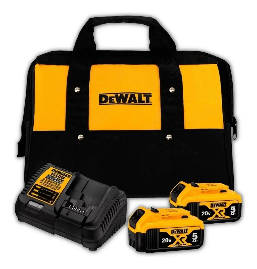 KIT 2 BATERIAS 20V MAX* LI-ION 5AH (DCB205) CARREGADOR BIVOLT (DCB1104) E BOLSA