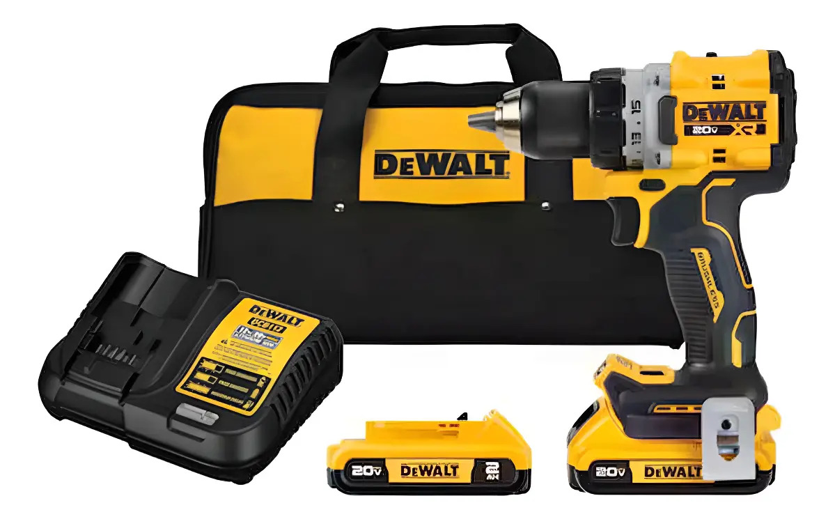 PARAFUSADEIRA/FURADEIRA COMPACTA 1/2" (13MM) 20V MAX* LI-ION BRUSHLESS 2 BATERIAS 2AH (DCB203) CARREGADOR BIVOLT (DCB107) E BOLSA
