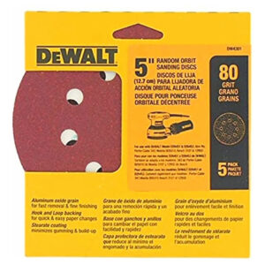 5 DISCOS LIXA 5" GRÃO 80 GROSSO 8 FUROS