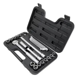 JOGO DE SOQUETES SEXTAVADOS ENCAIXE MM E POL 1/2" 25 PCS - 86-736 - NOVO