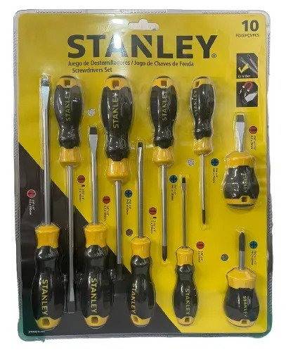JOGO DE CHAVES DE FENDA 10PCS - CUSHIONGRIP™ STANLEY - NOVO