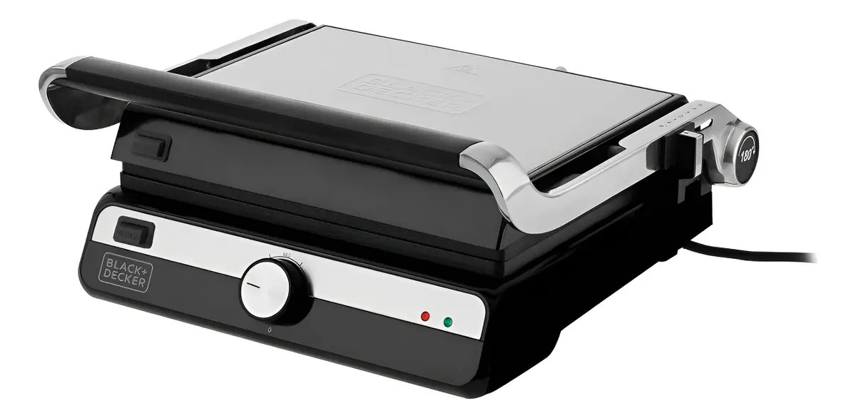 GOURMAND GRIS - GRILL ELÉTRICO ABERTURA 180°,CHAPAS REMOVÍVEIS, PRENSA ARTICULADA, 5 NÍVEIS DE ALTURA, CONT. TEMPERATURA, 220V