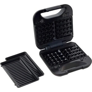 GRILL & WAFFLE 2X1, PLACAS REMOVÍVEIS E LAVÁVEIS, PRETO FOSCO, 220V