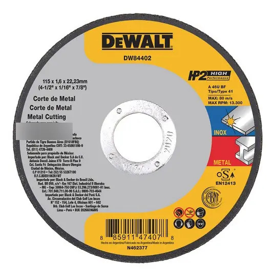 DISCO CORTE INOX HP2 4 1/2" X 1,6MM X 7/8"