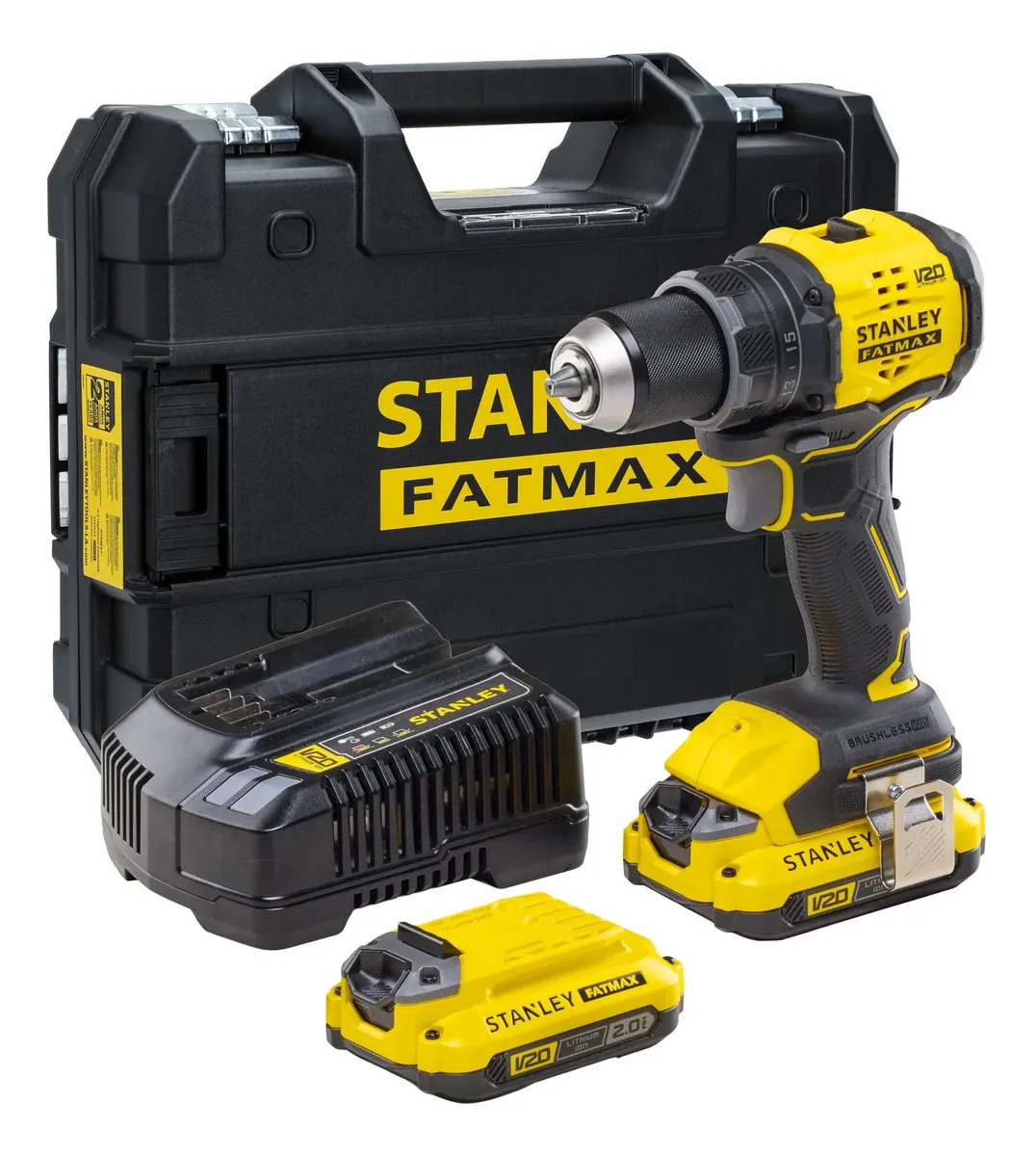 PARAF/FURAD IMPACTO 1/2" (13MM) 20V MAX* LI-ION BRUSHLESS, C/ 2 BATERIAS 2,0AH (SB202) CARREG BIVOLT (SC200) E MALETA TSTAK V20
