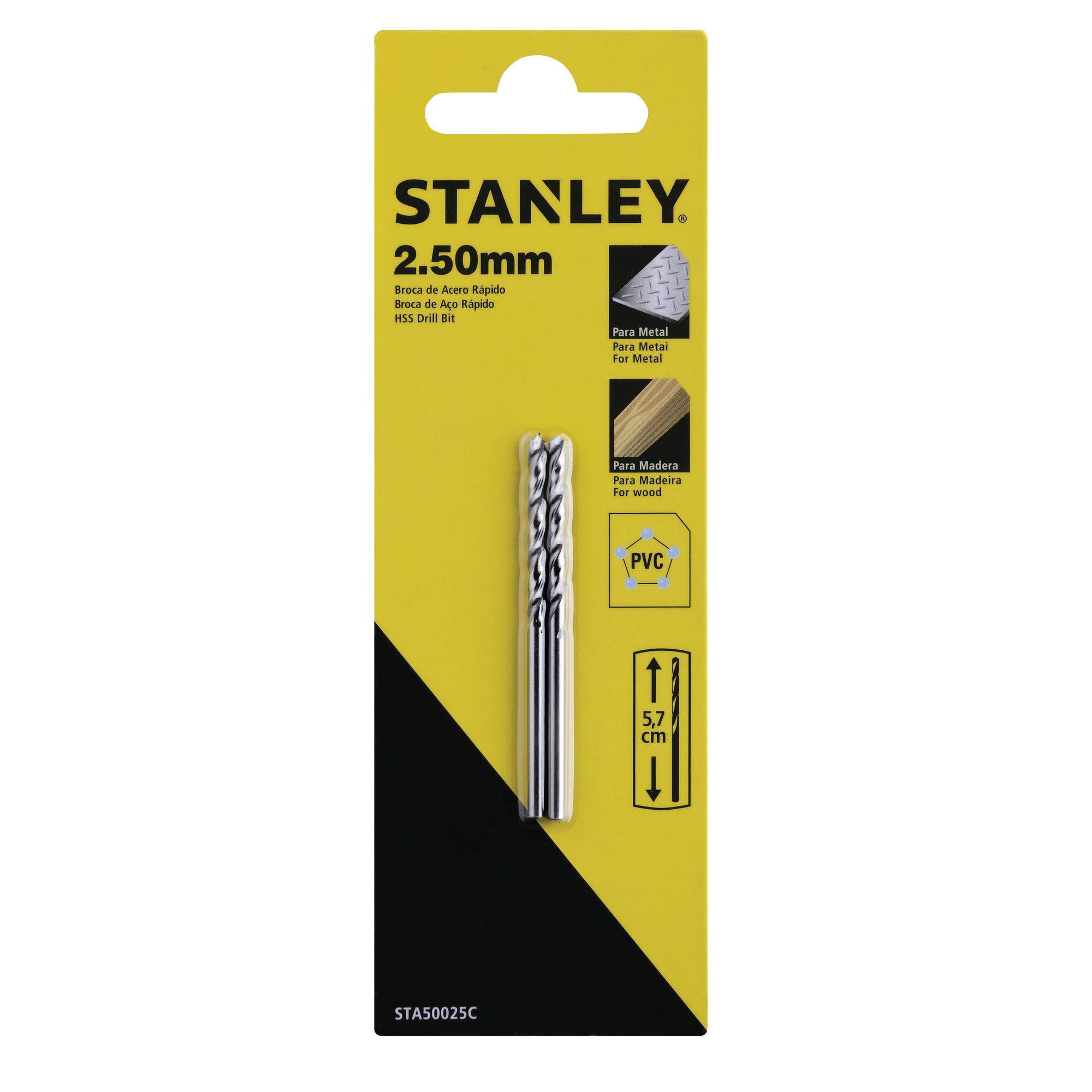 BROCA AR HELICOIDAL DIN 338 P/ METAL STANLEY 55MM X 02.50MM - AUTOSSERVIÇO