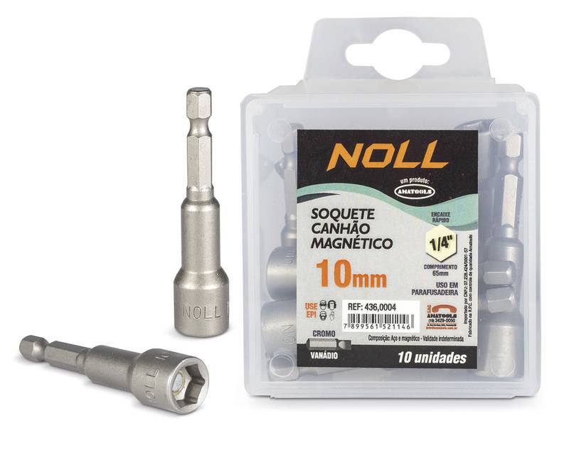 Soquete Canhão Magnético 5/16" X 65 MM 1/4" - 10 Pçs