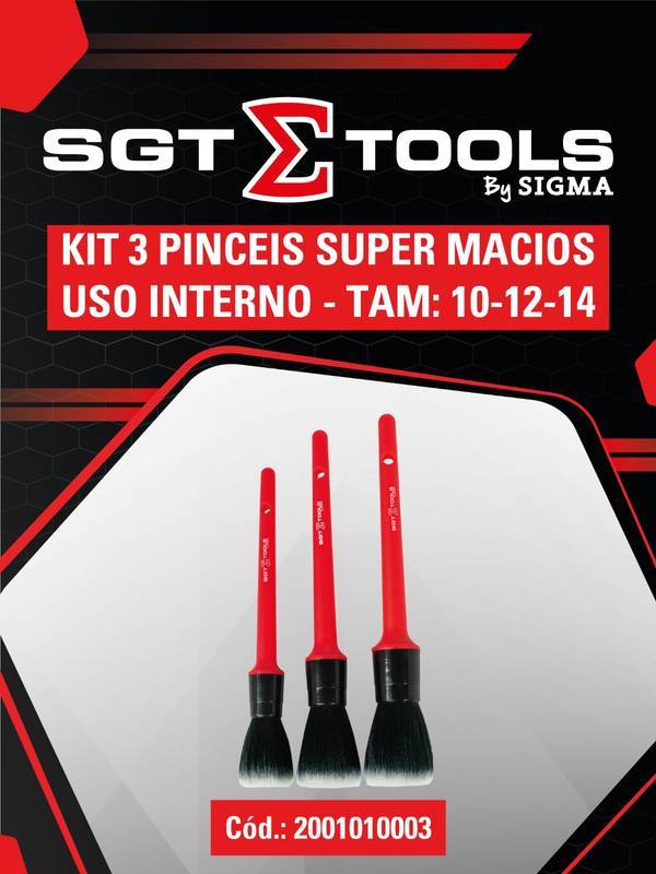 KIT 3 Pinceis Super Macios - Uso Interno - Tam: 10-12-14