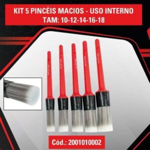 KIT 5 Pinceis Macios - Uso Interno - Tam: 10-12-14-16-18