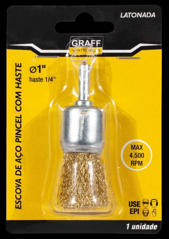 Escova de Aço Pincel C/ Haste Latonada Graff 1/2"