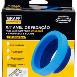 KIT Anel de Vedação P/Vaso Sanitário C/Guia Graff 2 Parafusos/Buchas