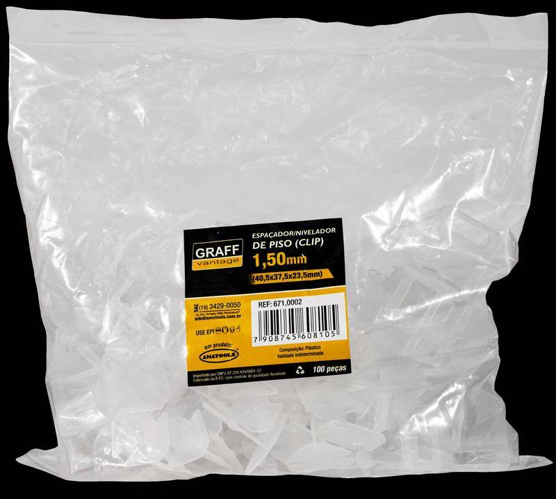 Espaçador/Nivelador de Piso Clip 2,00 MM 100 PCS/Emb
