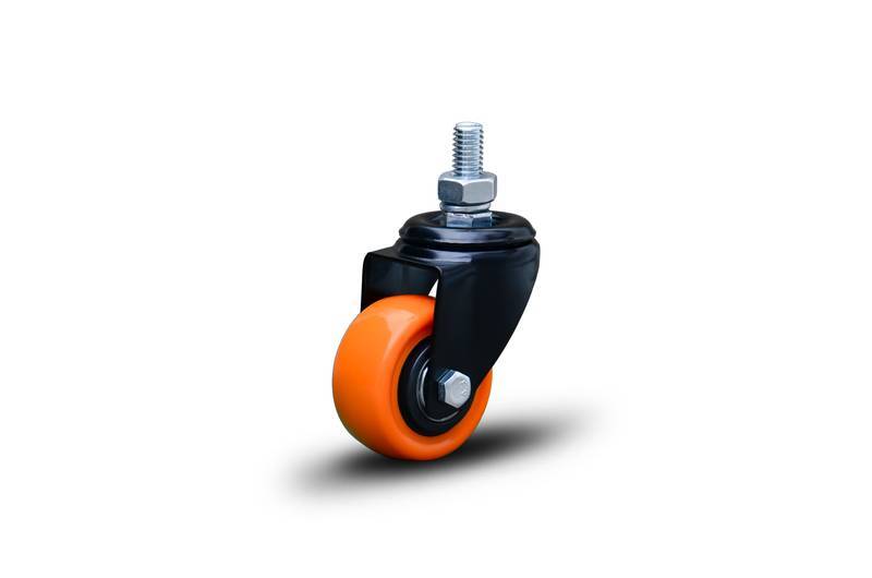 GLEB.412.BPA.E (8079) ROD.GIR.100MM Preto ESP.1/2 Roda BP C/ Rol.esf- Laranja (807