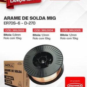 Arame de Solda MIG ER70S-6 1.0 MM - 15 KG D-270
