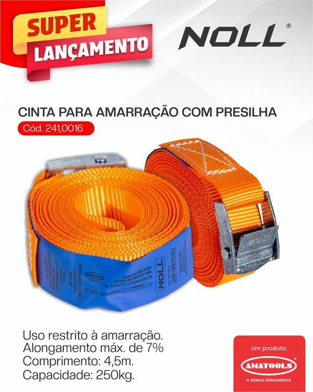 Cinta P/Amarração com Presilha 250 KG X 4,5 M