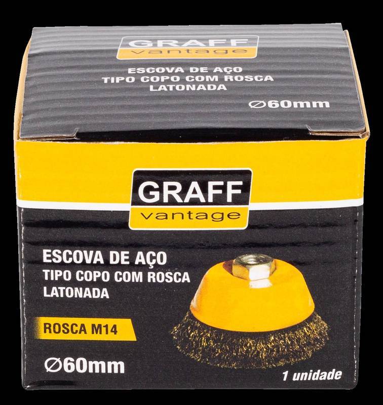 Escova de Aço Tipo Copo C/ Rosca Latonada Graff 100 MM M14