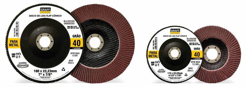 Disco de Lixa Flap Cônico Graff 180 X 22 MM GR 40