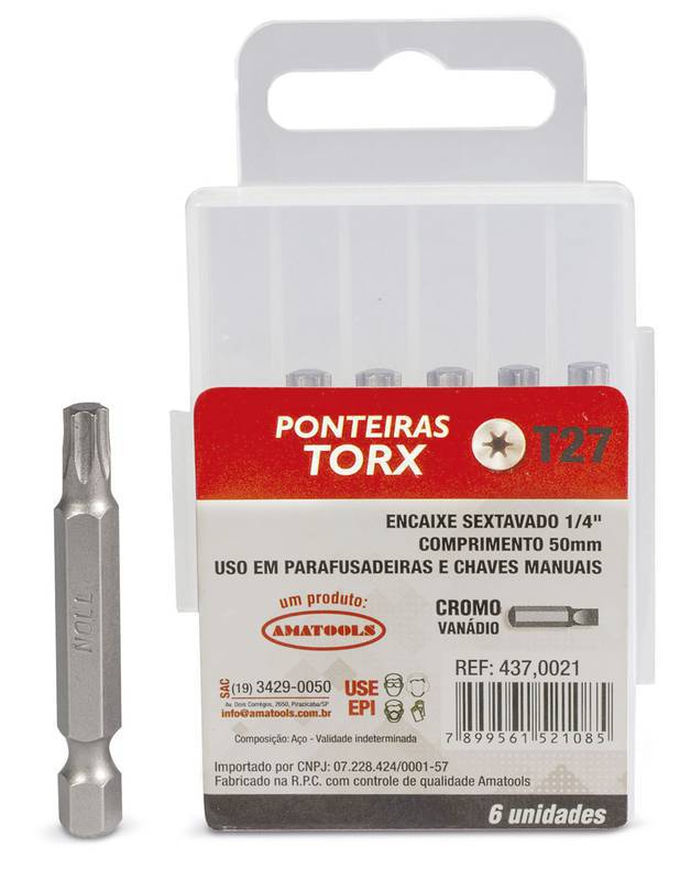 Ponteira de Parafusadeira (Bits) T25 X 50 MM 6 Unidade