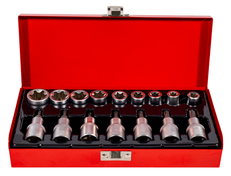 JG Soquete Torx Macho Fêmea 1/2" 16 Peças