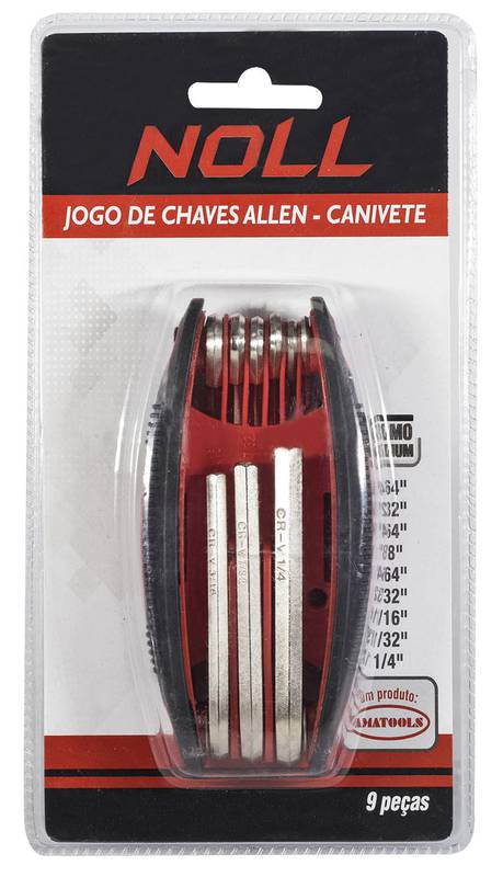 JG Chave Allen 5/64" a 1/4" 9 Pçs Canivete