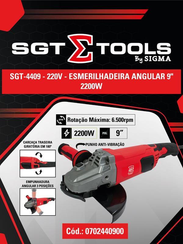 SGT-4409 - 220V - Esmerilhadeira Angular 9" - 2200W