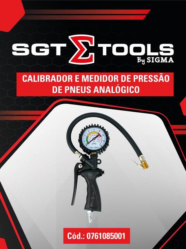 Calibrador e Medidor de Pressão de Pneus Analogico