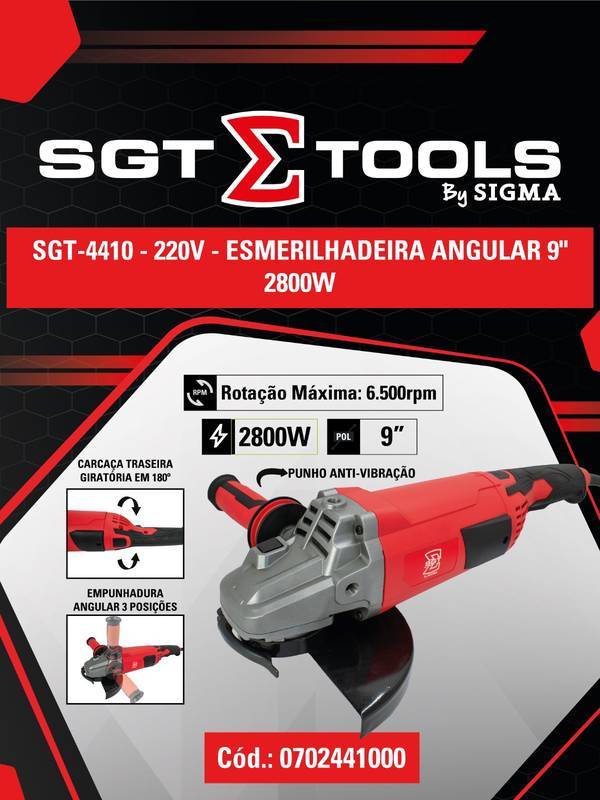 SGT-4410 - 220V - Esmerilhadeira Angular 9" - 2800W