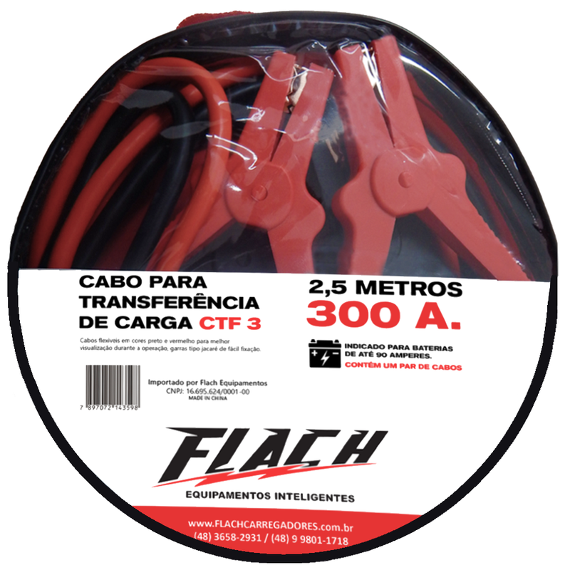 Cabo de Transferência 300A - Cabo Flex. 10MM - 2,5MT