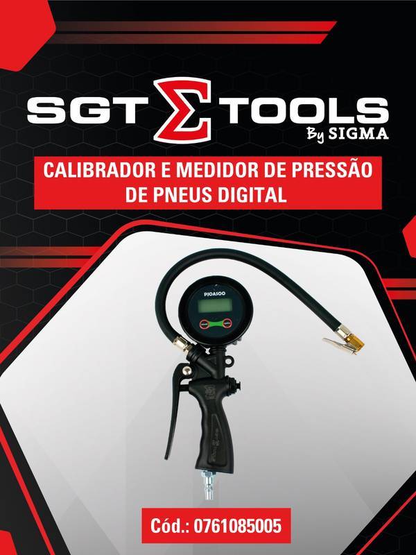 Calibrador e Medidor de Pressão de Pneus Digital