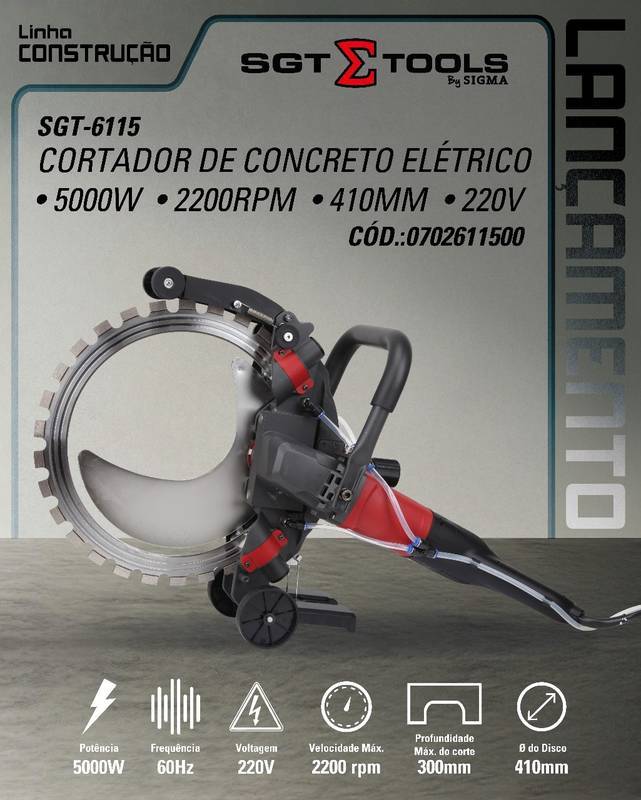 SGT-6115 - 220V - Cortador de Concreto Eletrico - 410MM - 5000W