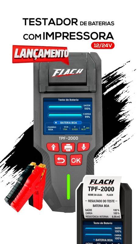 Testador de Bateria com Impressora 12/24V - Digital