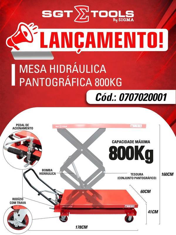Mesa Hidraulica Pantografica 800KG